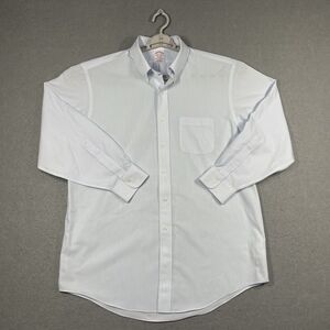 Brooks Brothers Shirt Mens 16.5-33 White Blue Striped Madison Fit Long Sleeve